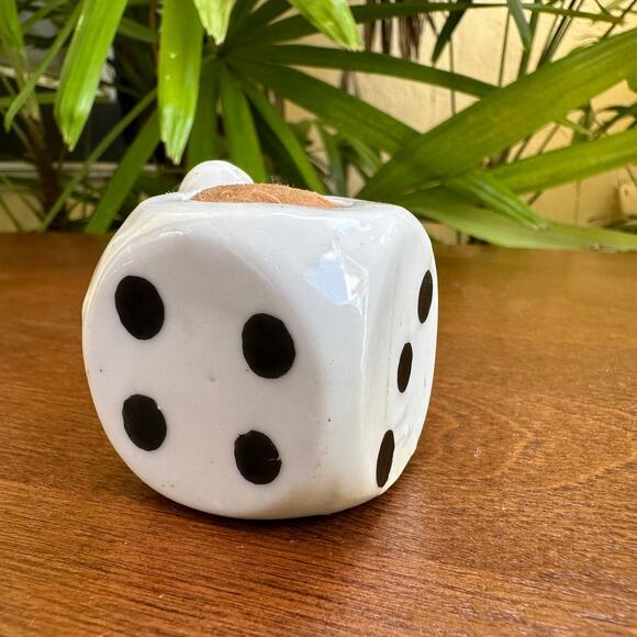 Vintage Dog with Violin Dice Pin Cushion Ceramic Made in Japan - Picture 4 of 7